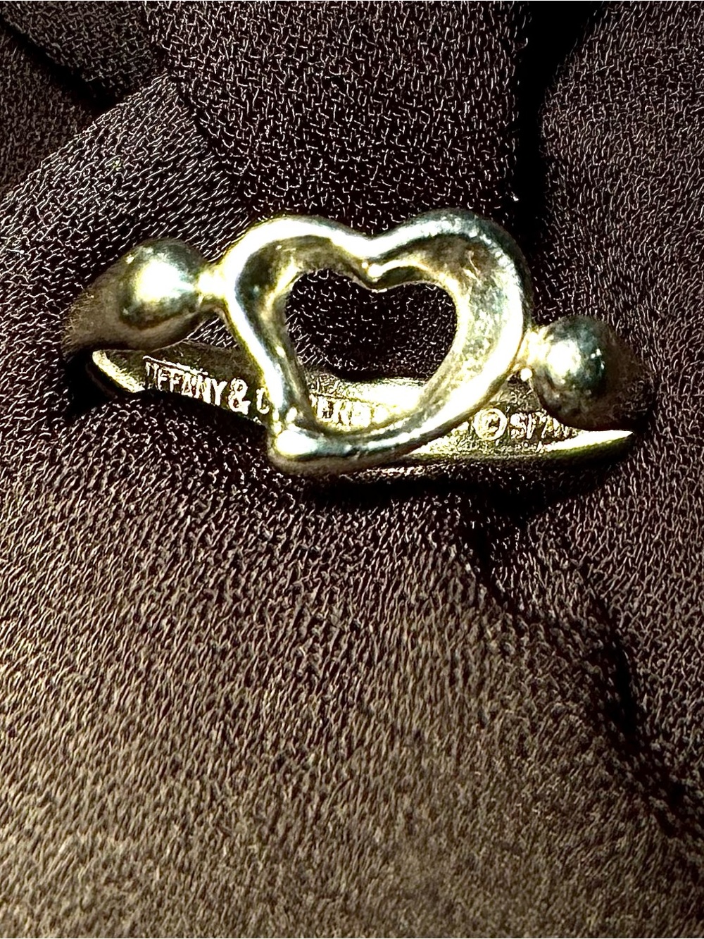 Tiffany & Co. Sterling Open Heart Ring 925 Silver